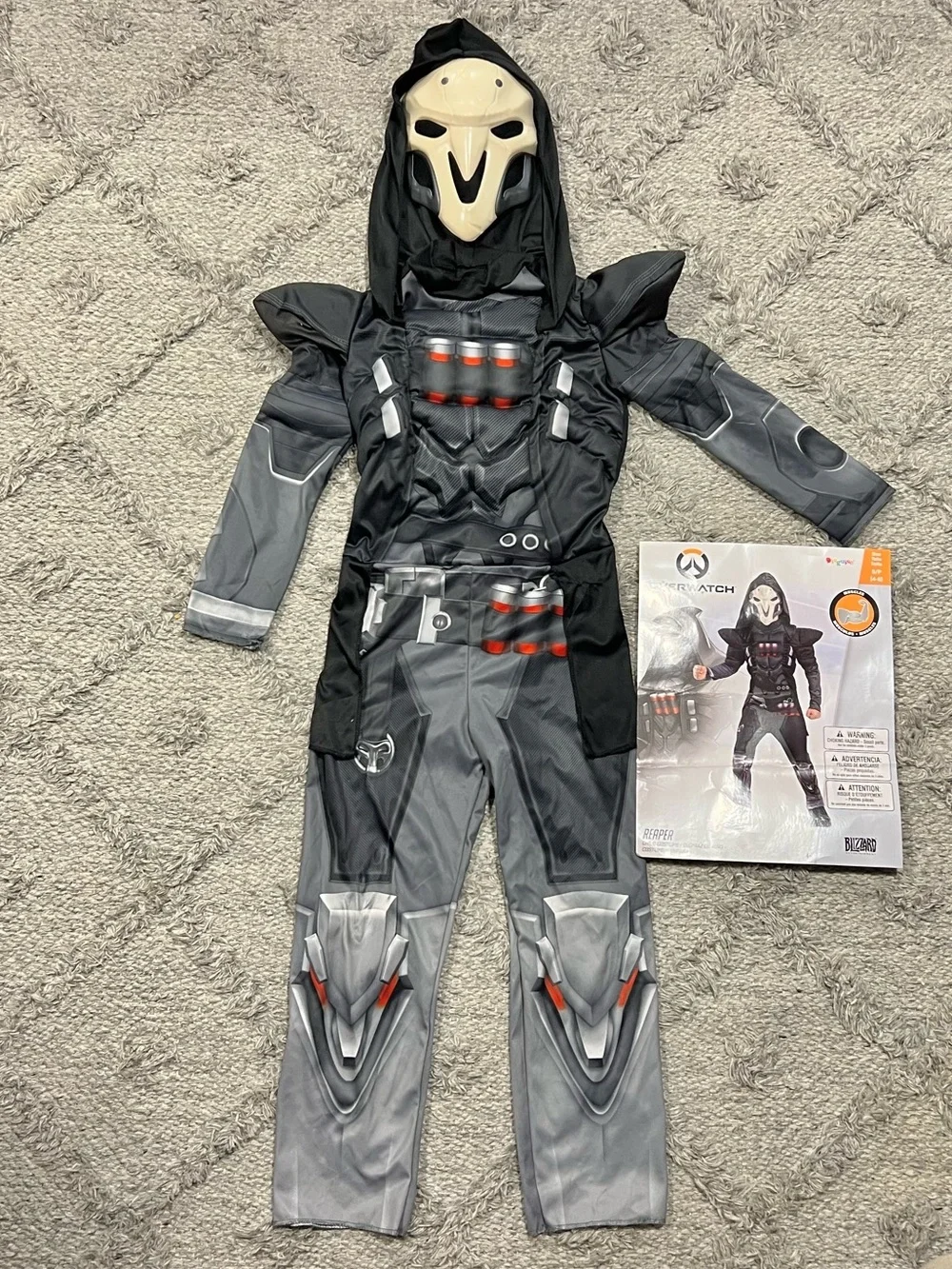 Overwatch Reaper Size SM 4-6YRS Kids Halloween Costume w/ Mask Complete Set EUC